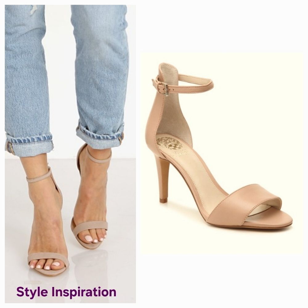 Vince Camuto Nude Court Leatjer Stiletto Sandals Size 10 LIKE NEW!